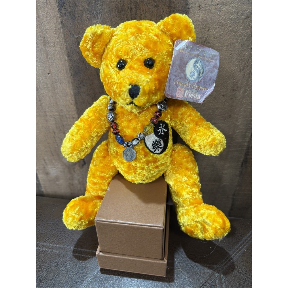 Fiesta Foo Forever Yellow Gold Yin Yang Charm Bracelet 10" Plush Bear Vintage
